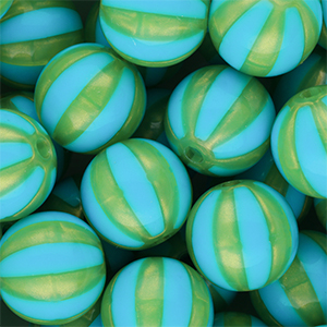16 mm DQ&reg; acryl kralen met strepen Blue-green