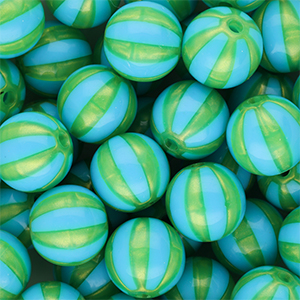 12 mm DQ&reg; acryl kralen met strepen Blue-green