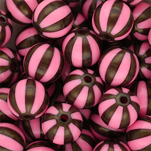 12 mm DQ&reg; acryl kralen met strepen Pink-golden brown