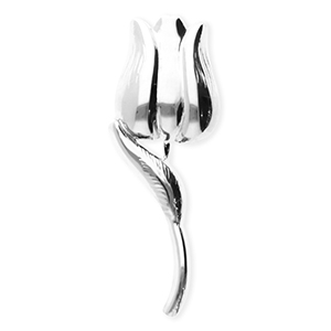 Roestvrij stalen (RVS) Stainless steel statement broches tulp Silver