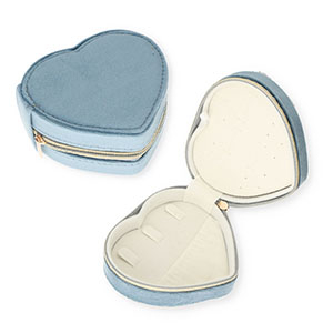 Sieraden reisdoosje hart Grey blue