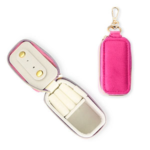 Sieraden reisdoosje met sleutelhanger rechthoek Hot pink