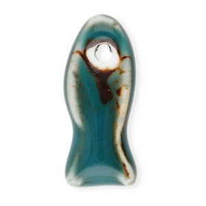 Kralen keramiek vis Dark teal blue-brown