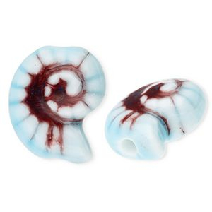 Kralen keramiek schelp Light blue-brown