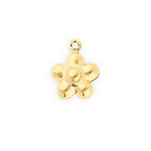 Roestvrij stalen (RVS) Stainless steel bedels bloem Gold