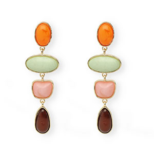 Trendy oorbellen&nbsp;/&nbsp;oorstekers met RVS steker Gold-warm orange-green-pink-brown