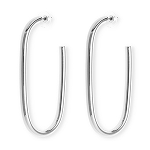 Statement oorbellen&nbsp;/&nbsp;oorstekers ovaal met RVS steker Silver