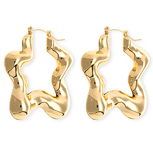 Statement oorbellen&nbsp;/&nbsp;creolen ster met RVS steker Gold