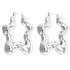 Statement oorbellen&nbsp;/&nbsp;creolen ster met RVS steker Silver