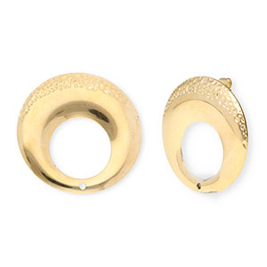 Roestvrij stalen (RVS) Stainless steel onderdelen oorbellen / oorstekers rond met oogje Gold
