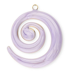 Roestvrij stalen (RVS) Stainless steel bedels spiraal Gold-lilac marble