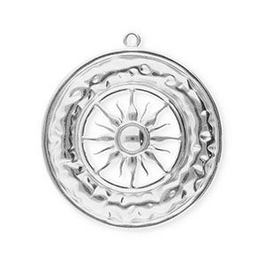 Roestvrij stalen (RVS) Stainless steel bedels cirkel met zon Silver