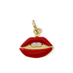 Brass TQ metaal bedels kiss Gold-red-white