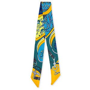 Bandana sjaal met bloem Teal green-orange-blue