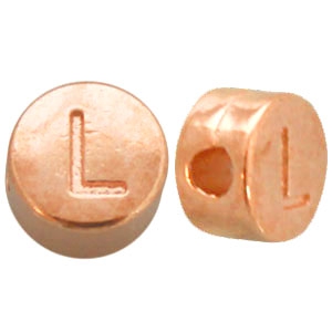 DQ metalen letterkraal L Ros&eacute; goud (nikkelvrij)