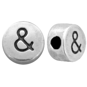 DQ metalen letterkraal & Antiek zilver (nikkelvrij)