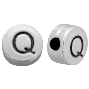 DQ metalen letterkraal Q Antiek zilver (nikkelvrij)