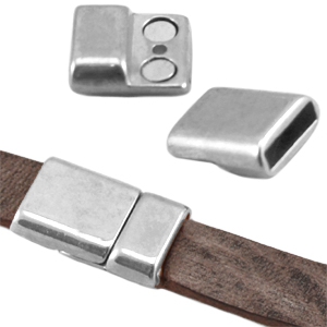 DQ metaal magneetslot (voor DQ leer plat 10mm) Antiek zilver (nikkelvrij)