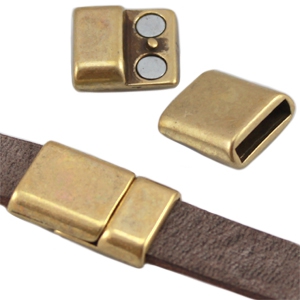 DQ metaal magneetslot (voor leer plat 10mm) Antiek brons (nikkelvrij)