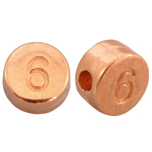 DQ metalen cijferkralen # 6   Ros&eacute; goud (nikkelvrij)