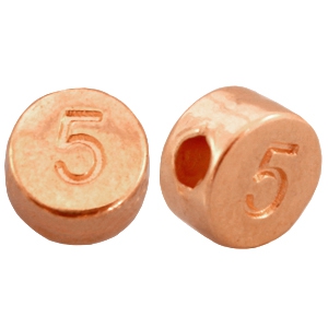 DQ metalen cijferkralen # 5 Ros&eacute; goud (nikkelvrij)