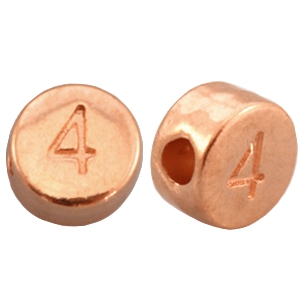 DQ metalen cijferkralen # 4 Ros&eacute; goud (nikkelvrij)