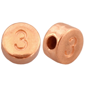 DQ metalen cijferkralen # 3 Ros&eacute; goud (nikkelvrij)