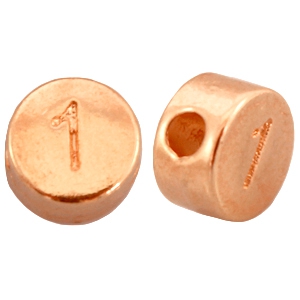 DQ metalen cijferkralen # 1 Ros&eacute; goud (nikkelvrij)