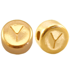 DQ metalen letterkraal Y Goud (nikkelvrij)