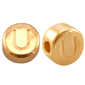 DQ metalen letterkraal U Goud (nikkelvrij)