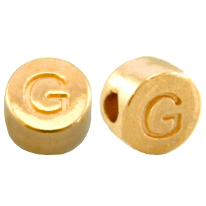 DQ metalen letterkraal G Goud (nikkelvrij)