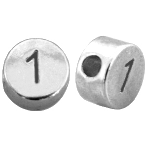 DQ metalen cijferkralen # 1 Antiek zilver (nikkelvrij) 