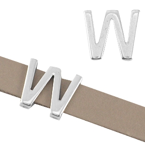 DQ metaal letter schuiver "W" &Oslash;10.3x2.3mm Antiek zilver (nikkelvrij)