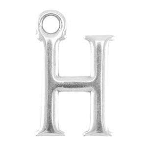 DQ metalen letter bedel H Antiek zilver (nikkelvrij)