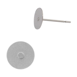 Roestvrij stalen (RVS) Stainless steel oorbellen/ oorstekers voor 12mm cabochon Zilver 