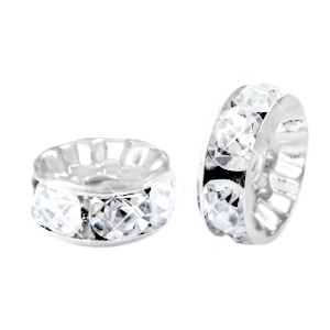 Strass kralen rondellen 6mm Silver-crystal