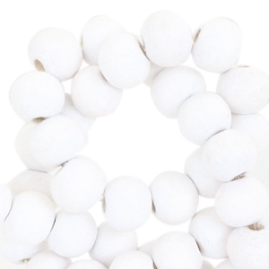 Houten kralen rond 8 mm White