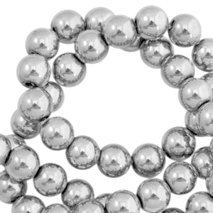 Hematite kralen rond 4mm Light grey