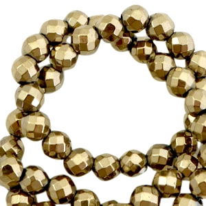 Hematite kralen rond 4mm facet geslepen Antique gold