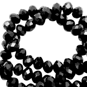 Top Facet kralen 4x3mm disc Black-pearl high shine coating