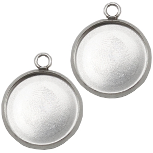 Roestvrij stalen (RVS) stainless steel bedels/setting voor 12mm cabochon Zilver