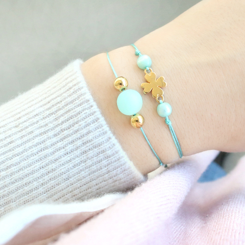 Sieraden in mintgroene tinten van Polaris Elements kralen met gouden details