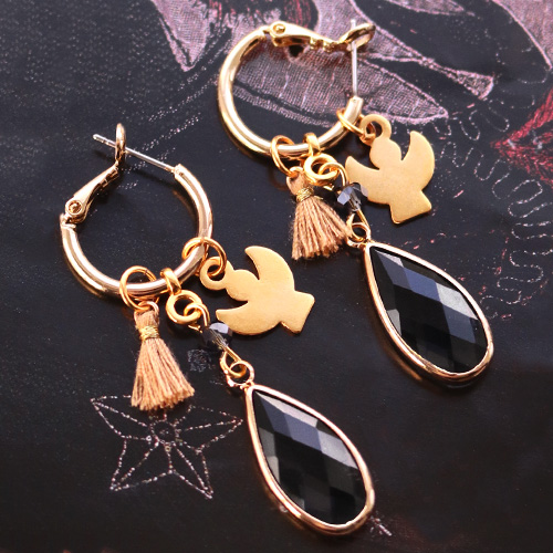 Handmade oorbellen met crystal glas en DQ metaal