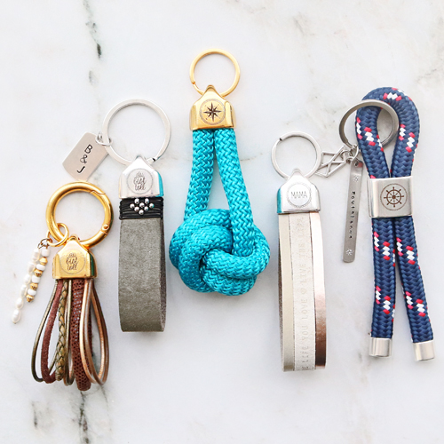 Mix en Match sleutelhanger inspiratie met DQ leer en maritiem koord