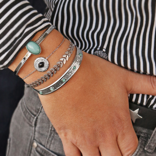 Prachtige ringen en armbanden van stainless steel met natuursteen!