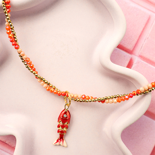 Mix & match met ketting met facet kralen en hartjes oorbellen