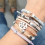 Armbanden met bijpassende oorbellen van DQ metaal, DQ leer, ImpressArt en facetkralen