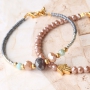 Kleurrijke armbandjes met facetkralen en gouden details