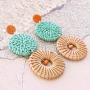 Festival oorbellen met rotan hangers!