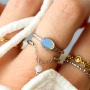 Elegante roestvrij stalen ringen met natuursteen